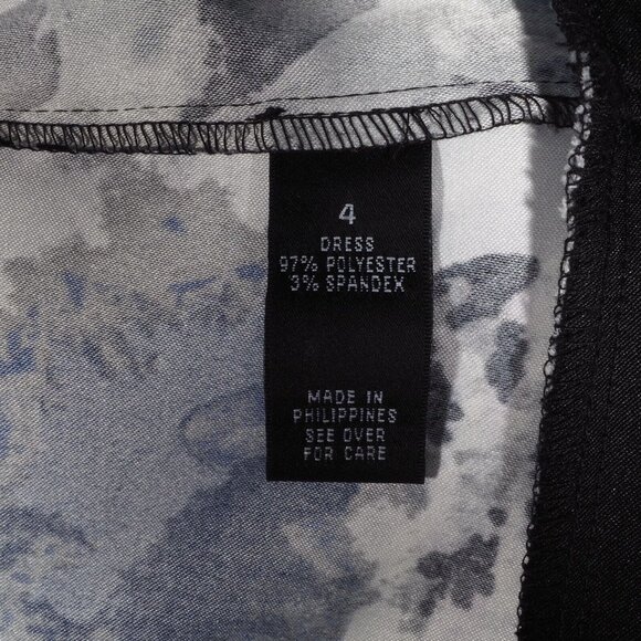 AB Studio Dress Womens Size 4 Abstract Floral Print Blue Black White Sleeveless - Picture 10 of 10